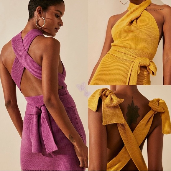 Free People Beach Orchid Convertible Low Back Ribbed Sweater Dress Gray Small - Picture 6 of 16